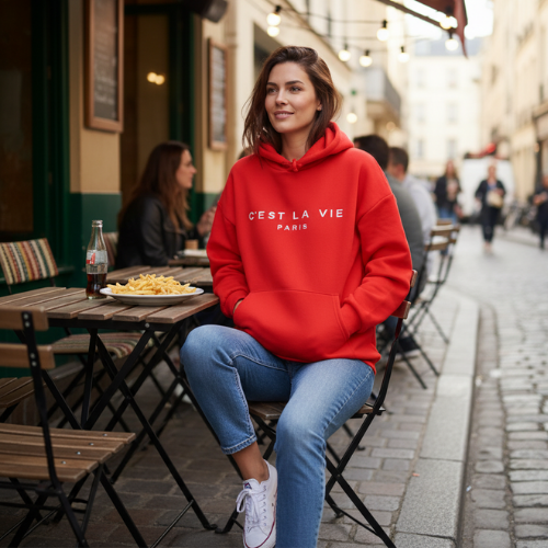 sweat à capuche c'est la vie doux